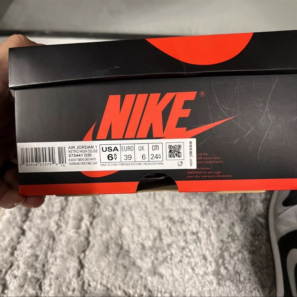 GS Jordan 1 Shadow 2.0 Black and Gray Hi Top Sneakers - Picture 5 of 5